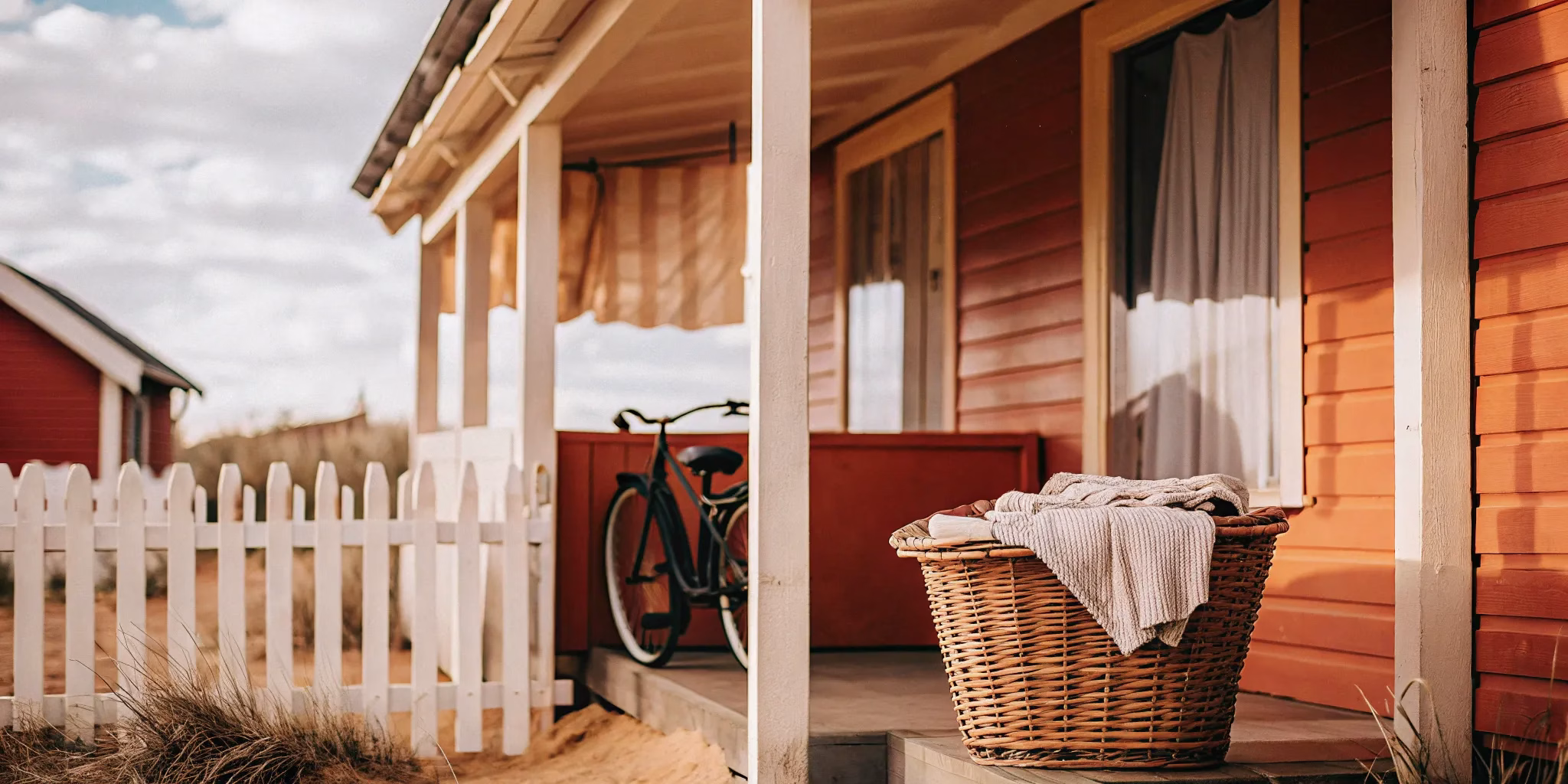 Centre Island laundry basket on porch. Best pickup & delivery service.